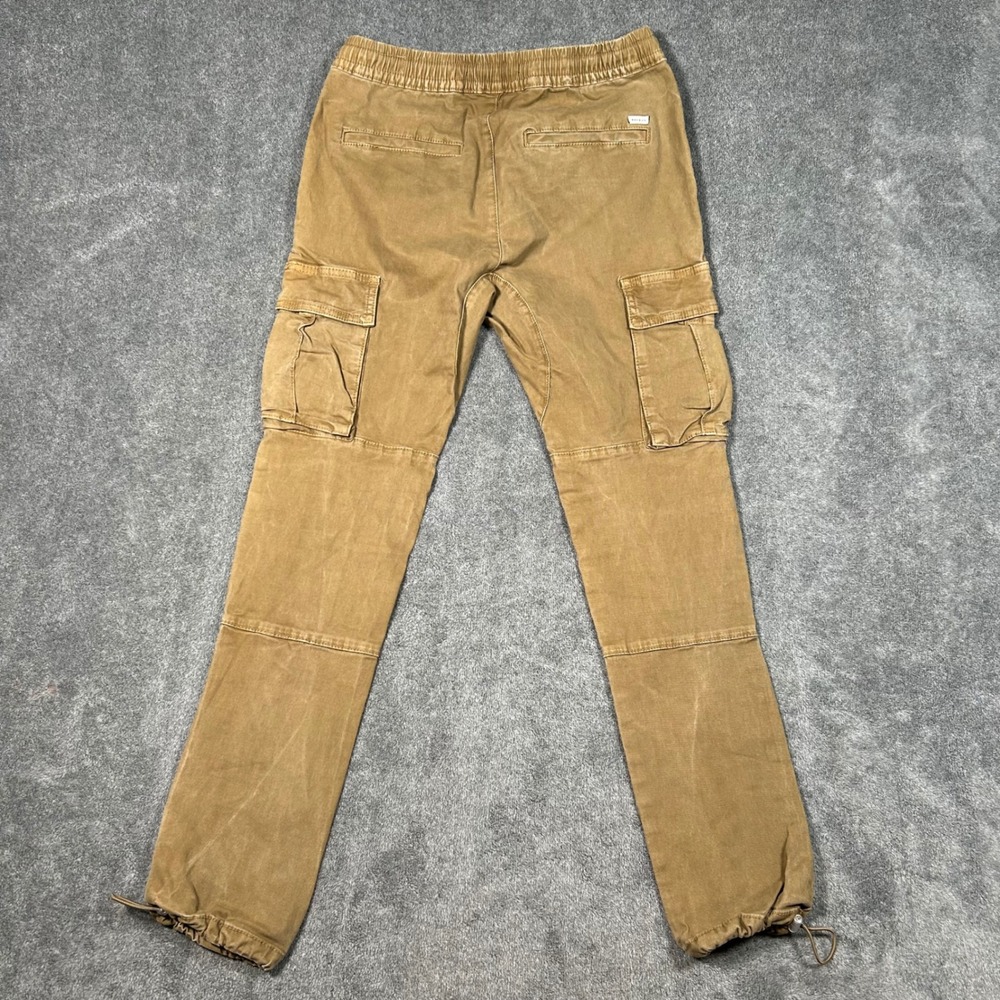 PacSun Slim Cargo Pants Mens Small Dark Tan Brown Elastic Waist - Picture 6 of 13